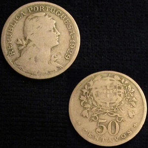 PORTUGAL, SECOND REPUBLIC, 50 CENTAVOS 1929, AVF. - Picture 1 of 1