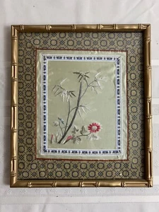 Chinese Embroidery Framed Art Gold Flower Tree Floral Handmade - Picture 1 of 14