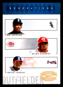 2005 Donruss Throwback Threads Bo Jackson Deion Sanders Brian Jordan /100 #G-3