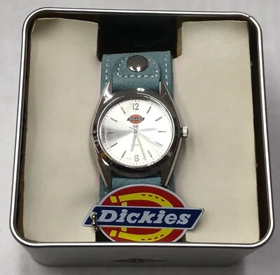 Relógio de quartzo Dickies pulseira de couro azul claro movimento Japão VINTAGE NOS - Imagem 1 de 4