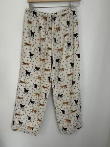 Lands End Womens Flannel Pajama Pants M Holiday Winter Dogs Snowflakes Retriever