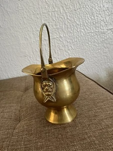 Vintage Antique Mini Brass Coal Ash Scuttle Bucket - Picture 1 of 5