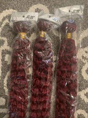 "Paquetes extensiones borgoña onda rizada 20"" 22"" 24""" Foto 1 de 3