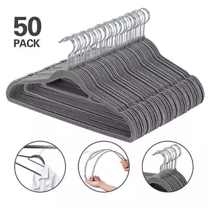 Velvet Hangers 50 Pack, Premium Clothes Hangers Non-Slip Felt Hangers - Picture 1 of 6