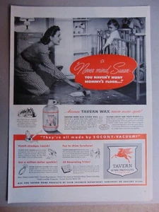 1944 TAVERN WAX for Floors by SOCONY vintage art print ad - Bild 1 von 1