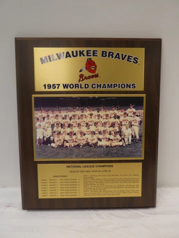 1957 Milwaukee Braves World Champions Team Photo Wood Plaque New In Box Cover