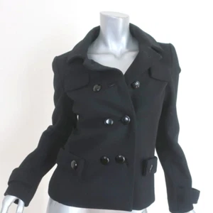 Balenciaga Peacoat Black Wool Felt Size 40 Double Breasted Jacket - Picture 1 of 9