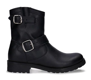 Stiefeletten Damen Biker Boot vegane Leder mit Schnallen Riemen Reißverschluss - Bild 1 von 8