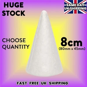 Mini 8cm 80mm Polystyrene Cones PICK QUANTITY Christmas Wedding Craft Sugarcraft - Picture 1 of 4