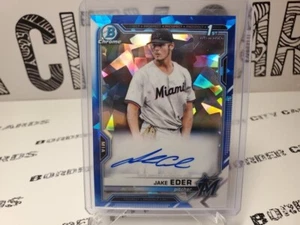 Jake Eder 2021 Bowman Chrome Sapphire 🔥 Auto 1st Bowman 🔥 Marlins Prospect - Picture 1 of 2