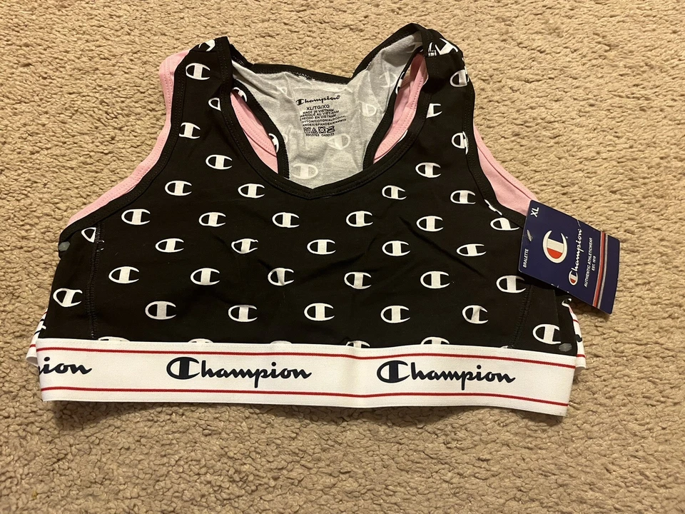 Champion 2-Pack Womens Size Large Sports Bras Blue White CHAMPION print