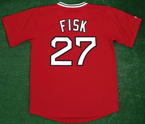 AUTHENTIC MAJESTIC MED. CARLTON FISK BOSTON RED SOX TBTC JERSEY 6240 MADE IN USA - Picture 1 of 5