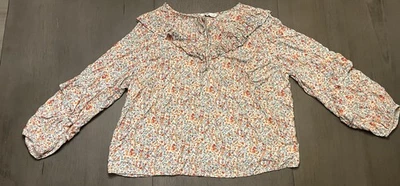 Blusa Top Sonoma Para Mujer Floral 1X Volantes Ojo de Cerradura Mangas Largas • Boho•Campesina Foto 1 de 4