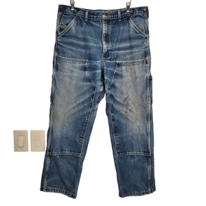 Wild Ass Vintage Arbeitsjeans 38 x 29 Doppelknie Distressed Strapsknöpfe - Bild 1 von 11