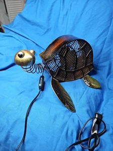 Deco Breeze SEA TURTLE FAN Metal Sculpture Bobblehead 9x16 Coastal Beach  - Picture 1 of 10