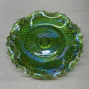"Plato de plato de tazón verde iridiscente molinete carnaval de vidrio Indiana 10""" - Imagen 1 de 6