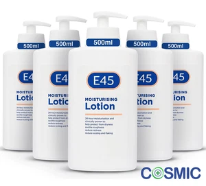 5 X E45 Body Lotion 500ml - E45 Moisturising Lotion with Pump - Picture 1 of 14