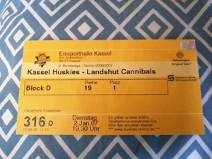 TICKET/EINTRITTSKARTE EISHOCKEY Kassel HUSKIES-Landshut Cannibals - Bild 1 von 1
