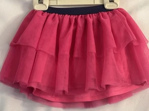 Paw Patrol Girl’s Tiered Lined Tutu Size 5 Neon Pink Blue Trim Elastic Waist - Picture 1 of 8