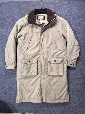 LL Bean Men’s XL Hooded Parka Coat Nylon Wool Lined Quilted Insulated Tan - Image 1 of 4