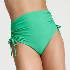 CALIA High Waisted Ruched Side Tie Swim Bikini Bottoms Green Glow XXL NEW - Picture 1 of 10