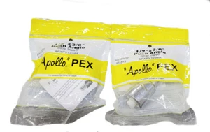 2 Pack Apollo PEX Stop Valve 1/2 x 3/8 Inch Connection, Push-Fit By Compression - Picture 1 of 9