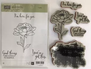 Stampin Up You've Got This Flower & Background 2 Sets Cling Rubber Stamps - Picture 1 of 6
