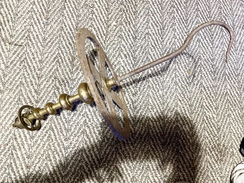 ANTIQUE GEORGIAN BRASS AND STEEL OIL LAMP HANDLER SWING RECLAIMED Cover
