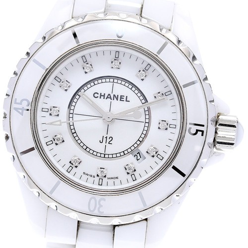 Orologio da donna CHANEL J12 H1628 ceramica bianca 12P diamante quadrante bianco quarzo_835933