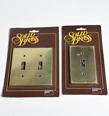 Vintage Old World Solid Brass Double & Single Toggle Light Switch Wall Plate USA - Image 1 of 4