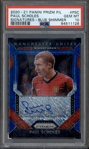 2020-21 Panini Prizm Signatures Blue Shimmer Paul Scholes Auto PSA 10