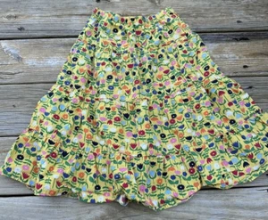 Hanna Andersson Girls Tiered Peasant Skirt Yellow Floral Tulip Boho 130 US 8 - Picture 1 of 7