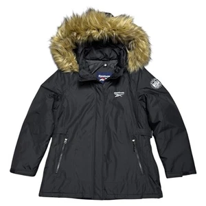 REEBOK Insulated Faux Fur Trim Winter Puffer Parka Coat Jacket Womens Large - Picture 1 of 7