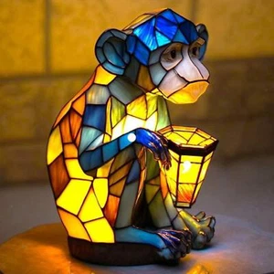 Stained Table Lamp Animal Shape Decorative Lamp Resin Painting Bedside Lamp for - Picture 1 of 6
