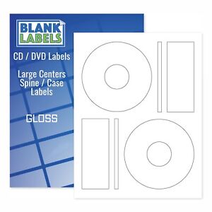 2000 GLOSSY Laser Labels! - Fits Memorex Large Core - 1000 Sheets! CD DVD Gloss