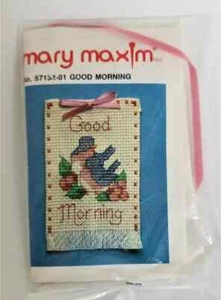 Cross Stitch Mary Maxim Magnet Kit "Good Morning" Bluebirds Flowers New B1 - Picture 1 of 3