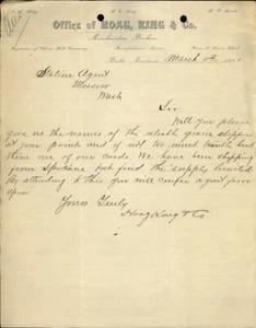 1891 Butte Montana (MT) Lettera Ufficio di Hoag,King & Co. Agente Stazione - Foto 1 di 2
