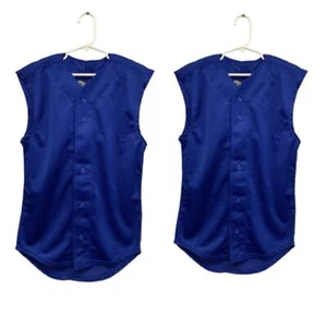 2 New Tag Team Uniform Youth Medium Button Down Baseball Mesh Jersey Tank Tops - Picture 1 of 6