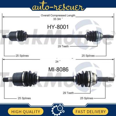 2x Eje delantero CV para Hyundai Accent 1995 1996 1997 1998 1999 Foto 1 de 4