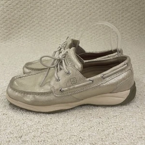 Sperry Schuhe Top Sider Mädchen Größe 6M Unerschrockenes Boot Gold Schlangenleder - Bild 1 von 8