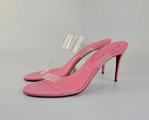 CHRISTIAN LOUBOUTIN Just Nothing 85 mm Sandalias Mula Tacón Rosa Nuevas - Imagen 1 de 10