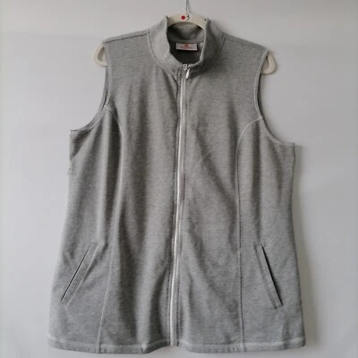 Quacker Factory Women's Gray Sleeveless Mock Neck Full Zip Vest Jacket Size L - Image 1 of 4