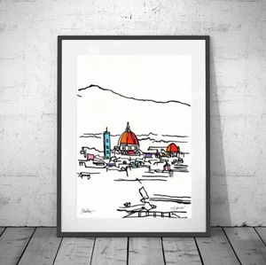FLORENCE ❤ Firenze FRAMED signed original OIL PASTEL PAINTING Tuscany Italy pop - Picture 1 of 9