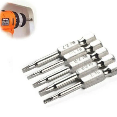 50mm Hex Shank 50mm Screwdriver Set Head 1/4" Hex Shank   5 Piece Bit S2 Steel - Image 1 of 4