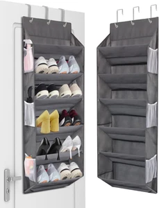 over the Door Shoe Rack Organizer Hanging Fits 12 Pairs Shoes with 6 Mesh Poc... - Picture 1 of 1
