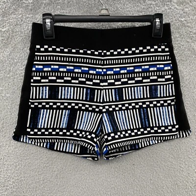 J .Crew Factory Bright Blue Black White Tribal Aztec Print Drapey Shorts Size 00 - Image 1 of 4