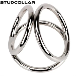 STUDCOLLAR-TRI-CAGE - Triple metal penis rings / cage in two sizes - Picture 1 of 5