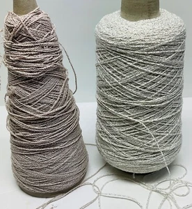 Lucci Yarns Velrexy YarnLot of 2 ConesEggshell/Silve/White Wool/Rayon/New - Picture 1 of 7