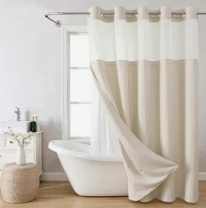 Duschvorhang ohne Haken, Stofffenster 71" x 74" beige - Bild 1 von 13