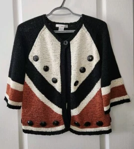 Cárdigan tejido para mujer WD-NY manga 3/4 cierre de un solo botón mezcla de algodón negro S - Imagen 1 de 12